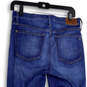 Womens Blue Denim Medium Wash 5-Pocket Design Raw Hem Bootcut Jeans Size 28 image number 4