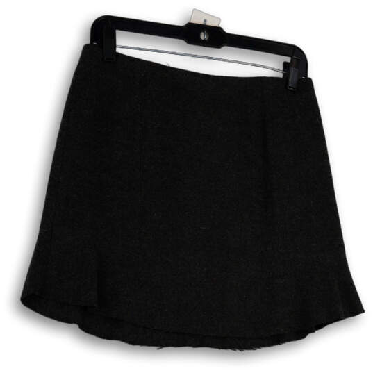 Womens Gray Regular Fit Flat Front Back Zip Short Mini Skirt Size 2 image number 1