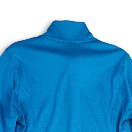 Womens Blue Mock Neck Long Sleeve Thumb Hole Half Zip Jacket Size Large image number 4