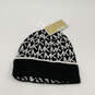 NWT Womens Black Signature Print Knitted Cuffed Winter Beanie Hat One Size image number 2