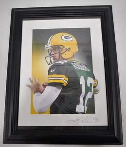 Green Bay Packers Aaron Rodgers Artist Signed Numbered Framed Football Art Print