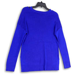 NWT Womens Blue Knitted Long Sleeve Crew Neck Pullover Sweater Size Medium alternative image