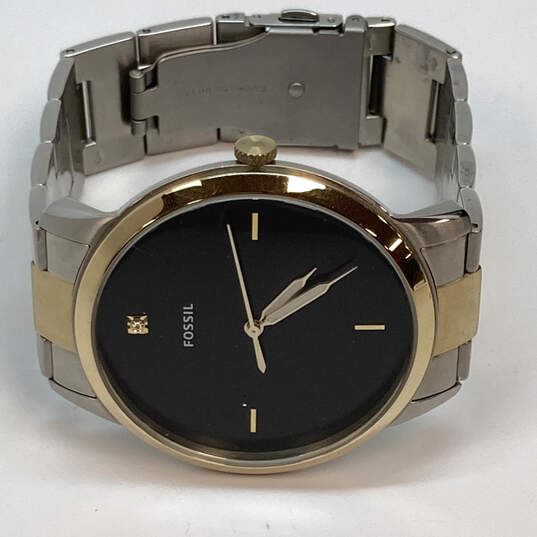 Designer Fossil Minimalist FS-5458 Two-Tone Black Dial Analog Wristwatch image number 3
