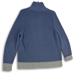 Womens Blue Gray Mock Neck Long Sleeve Waffle Knit Pullover Sweater Size XL alternative image