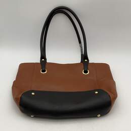 Calvin Klein Womens Black Brown Leather Bottom Stud Double Strap Tote Handbag alternative image