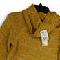 NWT Womens Yellow Turtleneck Long Sleeve Side Slit Pullover Sweater Size M image number 1
