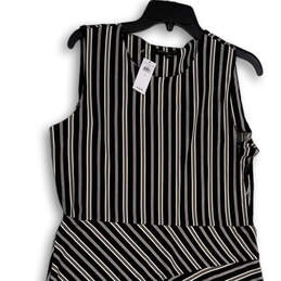NWT Womens Black White Striped Asymmetrical Hem Fit & Flare Dress Size L alternative image