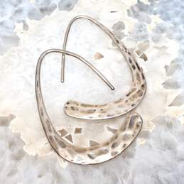 Artisan Signed Sterling Silver Hammered Hoop Earrings - 4.1g