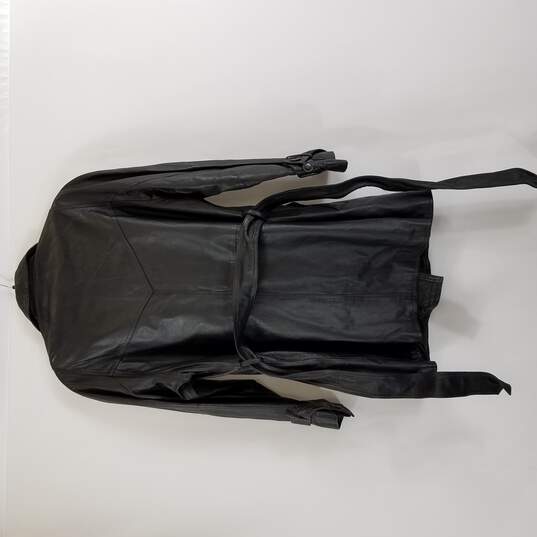 Metropolitan New York women Black Leather Trench Coat M image number 2