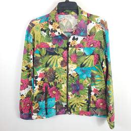 Chico's Women Multicolor Floral Zip Jacket Sz 1