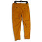 Womens Orange Flat Front Slash Pocket Tie Waist Paperbag Pants Size 4 image number 2