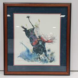 Art Print of Cowboy Riding Bull In Frame alternative image