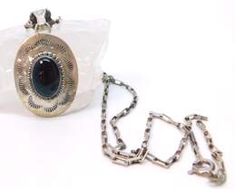 SJ & Artisan 925 Onyx Stamped Pendant Necklace & Multi Stone Drop Earrings alternative image