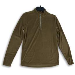 Dover Saddlery Womens Brown Quarter Zip Mock Neck Long Sleeve T-Shirt Size M