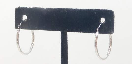 14K Yellow & White Gold Puffed Tapered Oblong & Etched Tube Hoop Earrings Variety 1.3g image number 3