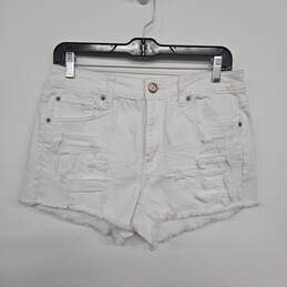 American Eagle White Distressed Cut Off Shorts
