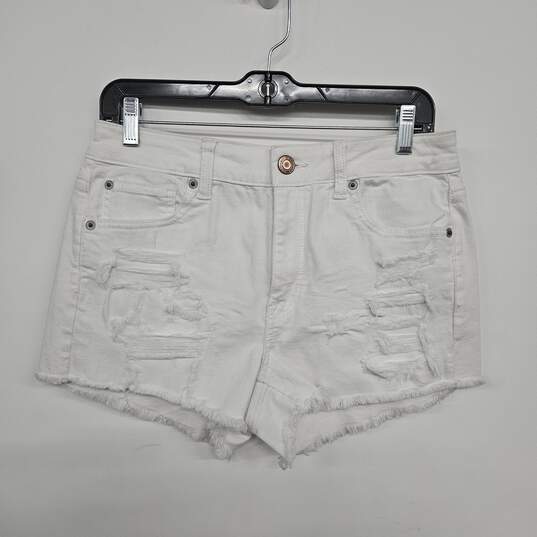 American Eagle White Distressed Cut Off Shorts image number 1