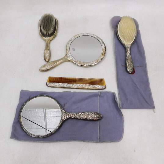 Vintage Silver Plate Vanity Sets Brush Comb Mirrors image number 1
