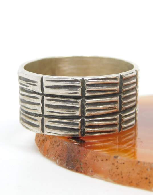 Raymond Coriz Kewa 925 Southwestern Etched Textured Wide Band Ring image number 1