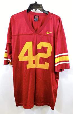 Nike Team Mens Red Yellow USC Trojans Short Sleeve Football NCAA Jersey Size XL