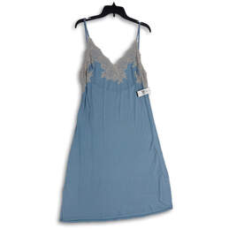 NWT Womens Blue Floral V-Neck Adjustable Strap A-Line Dress Size Large