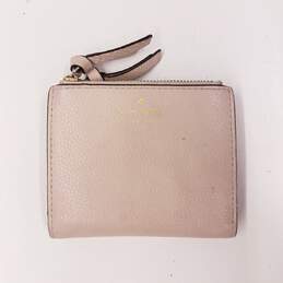 Kate Spade Pebbled Leather Bifold with Coin Pockets Beige