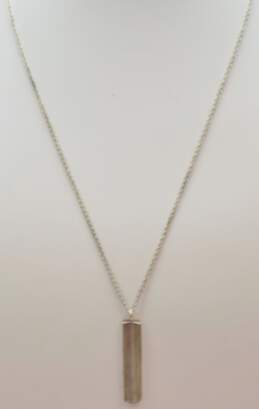Tiffany & Co 925 2001 T & Co 1837 Concave Bar Pendant Cable Chain Necklace 11.2g