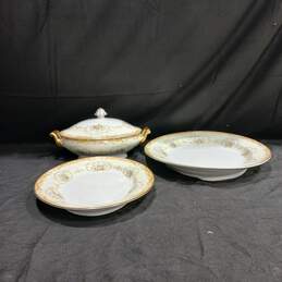 Bundle of Two Hand Painted Noritake China Japan Serving Dishes/Plates And Gravy Boat With Lid