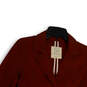 Womens Red Long Sleeve Notch Collar Pockets Three Button Blazer Size Small image number 3