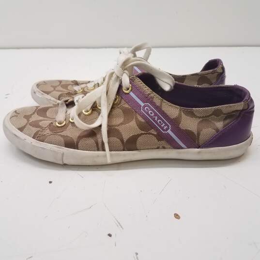 COACH Lesley Signature Print Canvas Sneakers Women's Size 8 B image number 1