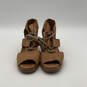 Womens Joanie II NL2914-224 Brown Leather Wedge Heel Strappy Sandals Sz 7.5 image number 1