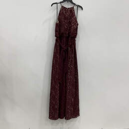 NWT Womens Red Lace Pleated  Halter Neck Back Zip Prom Dress Size 6 alternative image