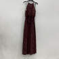 NWT Womens Red Lace Pleated  Halter Neck Back Zip Prom Dress Size 6 image number 2