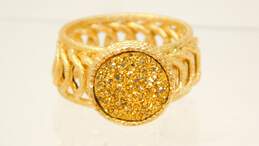 Milor 14K Yellow Gold Druzy Textured Loops Band Ring 2.9g