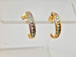 10K Yellow Gold 0.16 CTTW Round Diamond J Hoop Earrings 1.7g alternative image