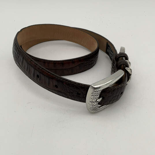 Womens Brown Leather Animal Print Adjustable Metal Buckle Waist Belt Sz 32 image number 2