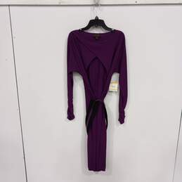 Anne Klein Collection Women's Plum Long Sleeve Dress Belted Size Small NWT