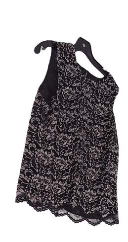 Womens Black Floral Sleeveless Round Neck Blouse Top Size 16 alternative image