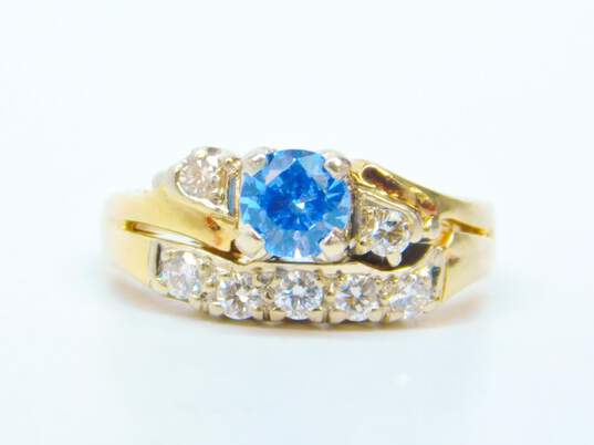 Vintage 14K White Gold 0.21 CTTW Diamond & Blue Spinel Ring 4.5g image number 3