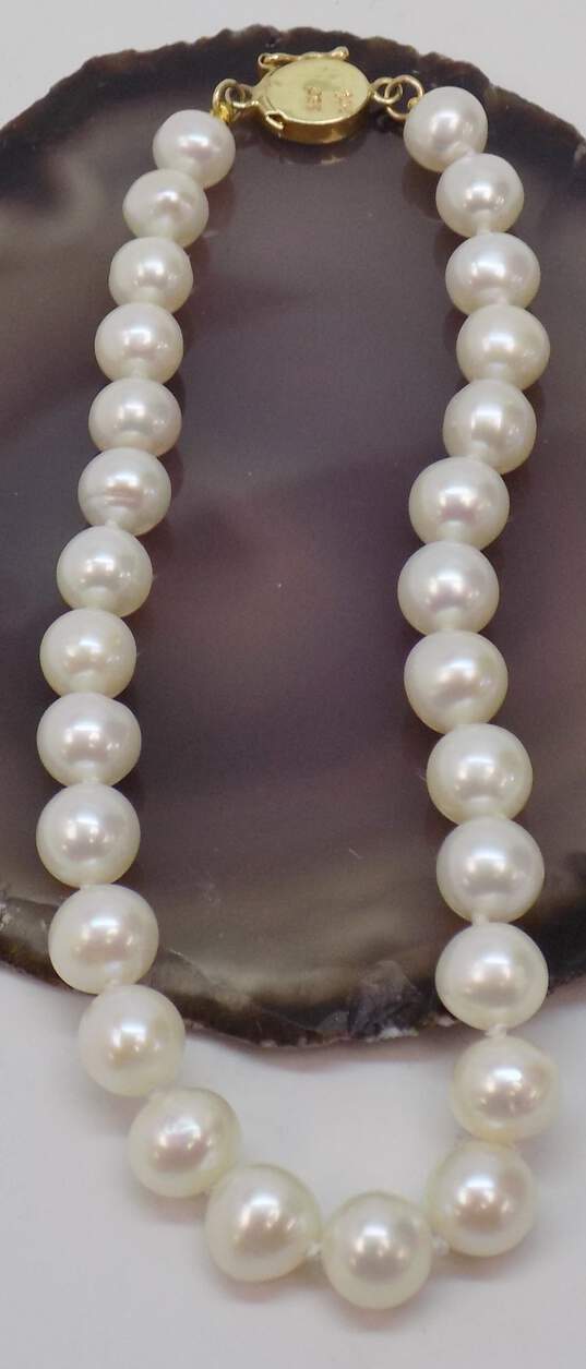 Romantic 14K Yellow Gold Clasp Pearl Bracelet 11.9g image number 4