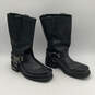 Mens Black Leather Oil Resistant Back Harness Zip Tall Biker Work Boots image number 3