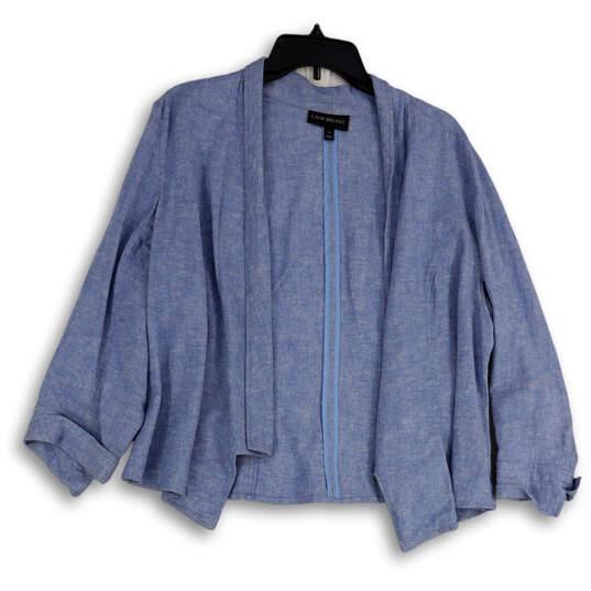 Womens Blue Heather Long Sleeve Regular Fit Open Front Jacket Size 16 image number 4