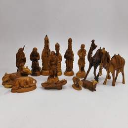 MCM Mid Century Wood Carved Nativity Scene Figurines Holiday Christmas Decor