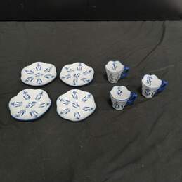 8-Piece Blue and White Porcelain Cup and Saucer China Set alternative image