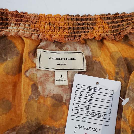 Anthropologie Moulinette Soeurs Orange Dress NWT Size 4 image number 3