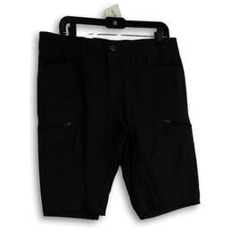 NWT Mens Black Flat Front Straight Leg Zip Pockets Cargo Shorts Size 34