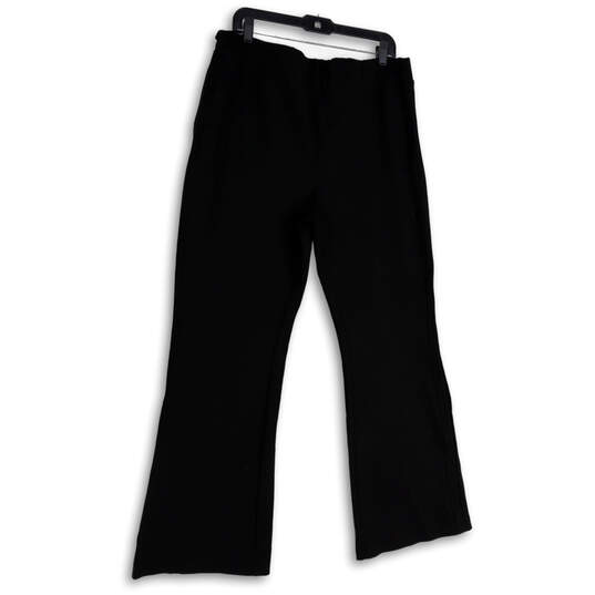 Womens Black Flat Front Elastic Waist Flared Wide Leg Ankle Pants Size XL image number 2