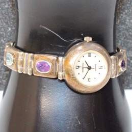 Merona Sterling Silver Gemstone Accented Women's Quartz Watch