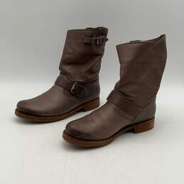 Frye Womens Veronica Short Gray Leather Round Toe Mid Calf Biker Boots Size 7.5 alternative image
