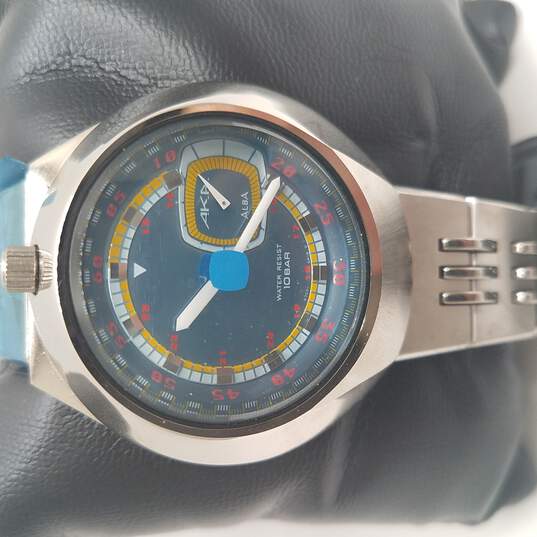 Buy the Alba AKA by Seiko Bullhead V707-0A10 ATF009K Blue Dial Vintage NIB  Watch | GoodwillFinds